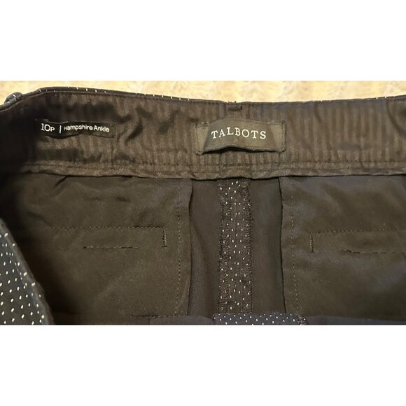 Talbots Black White Polka Dot Hampshire Ankle Cropped Pants Women's Size 10 - Picture 6 of 12